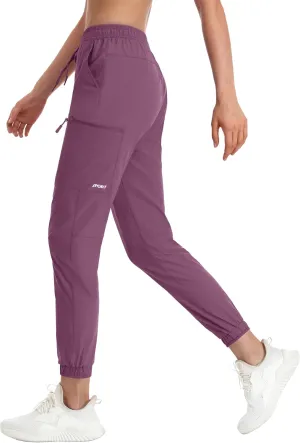 MAGCOMSEN Women's Hiking Cargo Pants Lightweight Quick Dry Water Resistant Jogger Zipper Pockets Outdoor Athletic Casual