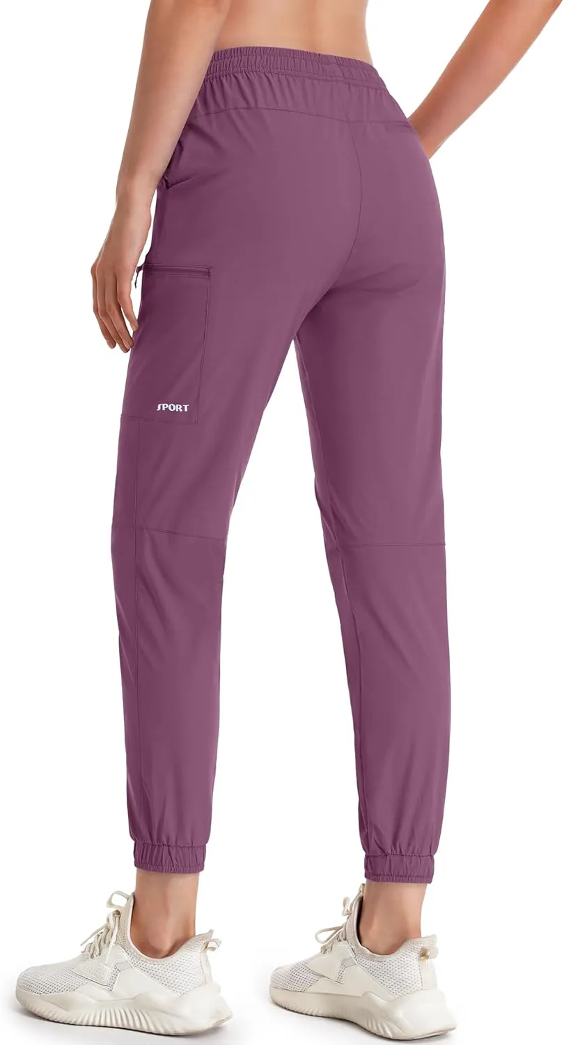 MAGCOMSEN Women's Hiking Cargo Pants Lightweight Quick Dry Water Resistant Jogger Zipper Pockets Outdoor Athletic Casual