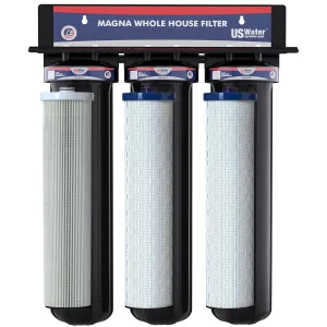 Magna Compact 3-Stage Whole House Water Filter System – 100% USA Made, Posi-Seal Technology, High-Flow Home Water Filtration System Reduces Impurities, Chlorine, Taste and Odor