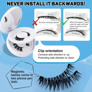 Magnetic Eyelashes Set with Applicator and Storage Case,2 Pairs,No Glue Needed, Reusable (Elegant)