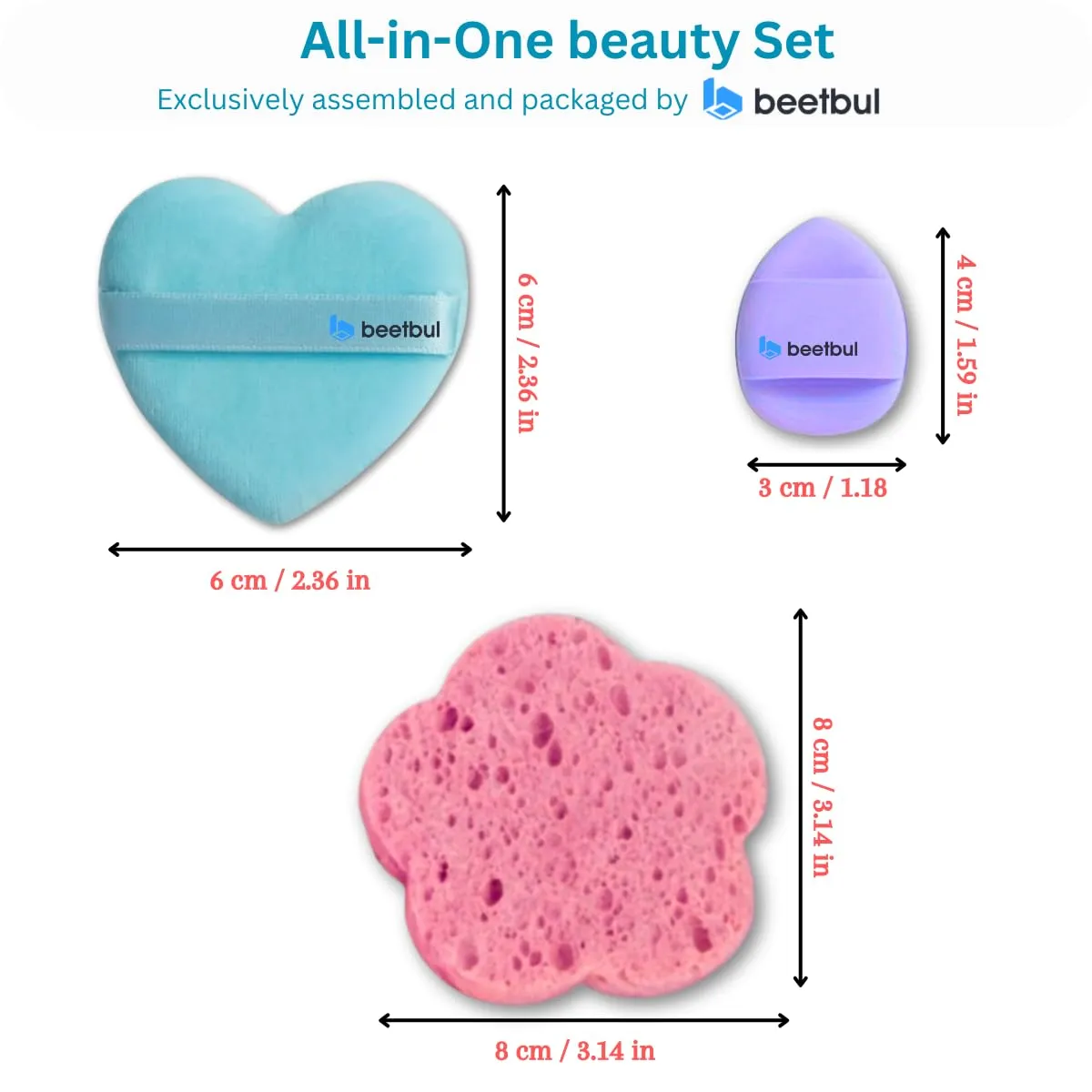 Makeup & Exfoliation Kit - Bissú Compact Powder   1 Medium Velvet Puff   2 Finger Puffs   1 Facial Exfoliating Sponge (07 Caramel, One Size)