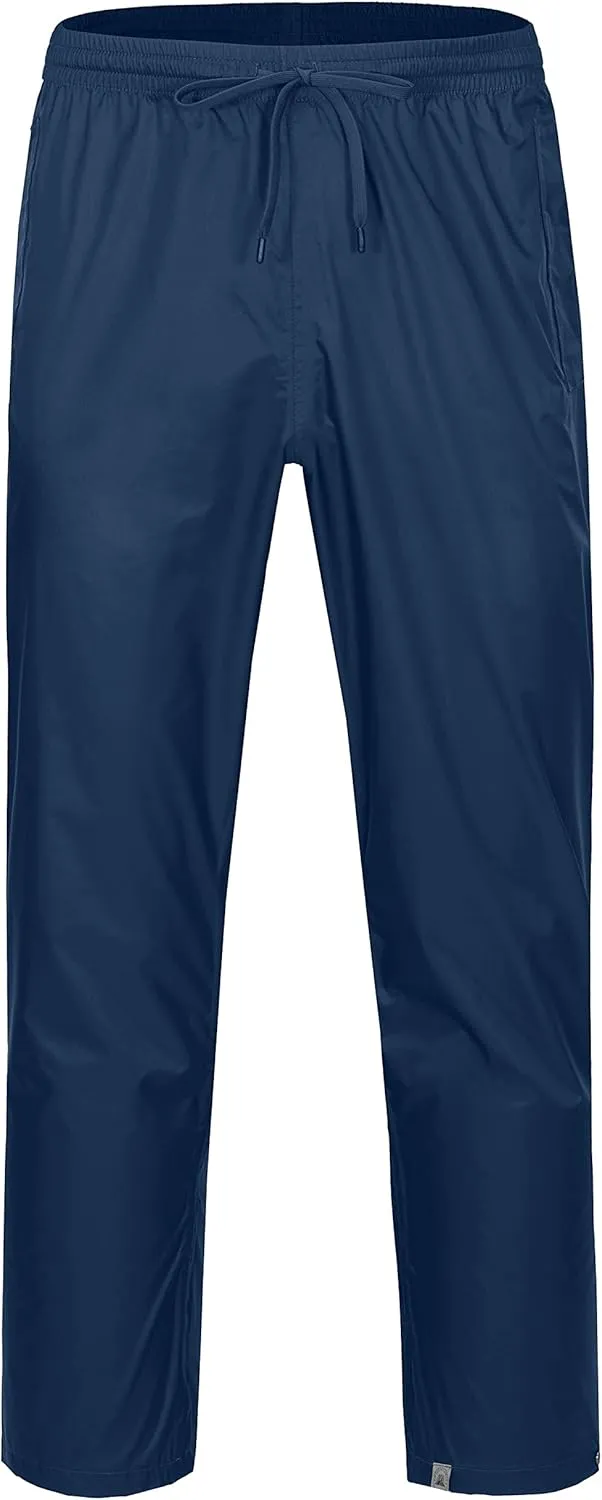 Mapamyumco Men's Rain Pants Packable Waterproof Hiking Pants Windproof Breathable Outdoor Rain Over Pants