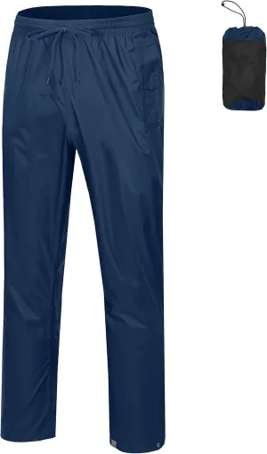 Mapamyumco Men's Rain Pants Packable Waterproof Hiking Pants Windproof Breathable Outdoor Rain Over Pants