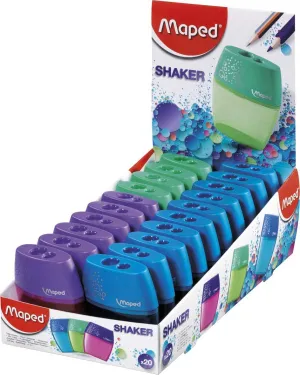Maped Shaker 2-Hole Pencil Sharpener - 20-Pack - Precise Sharpening - Durable & Portable - Compact Design, Steel Blades - Ideal for Students