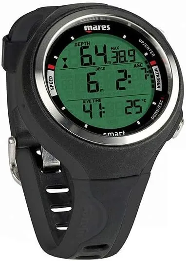 Mares Smart Wrist Dive Computer, Black/Black w/Lanyard Coil