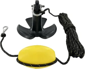 Marine River Anchor Kit 12 lb Black PE Coated Kayak Anchor Accessories with 50 ft Rope for Fishing Kayaks, Canoe, Jet Ski, SUP Paddle Board and Small Boats