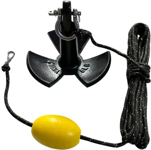 Marine River Anchor Kit 8 lb Black PE Coated Kayak Anchor Accessories with 30 ft Rope for Fishing Kayaks, Canoe, Jet Ski, SUP Paddle Board and Small Boats