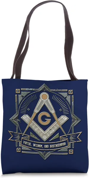 Masonic symbol with "Virtue,wisdom,brotherhood ", freemason Tote Bag