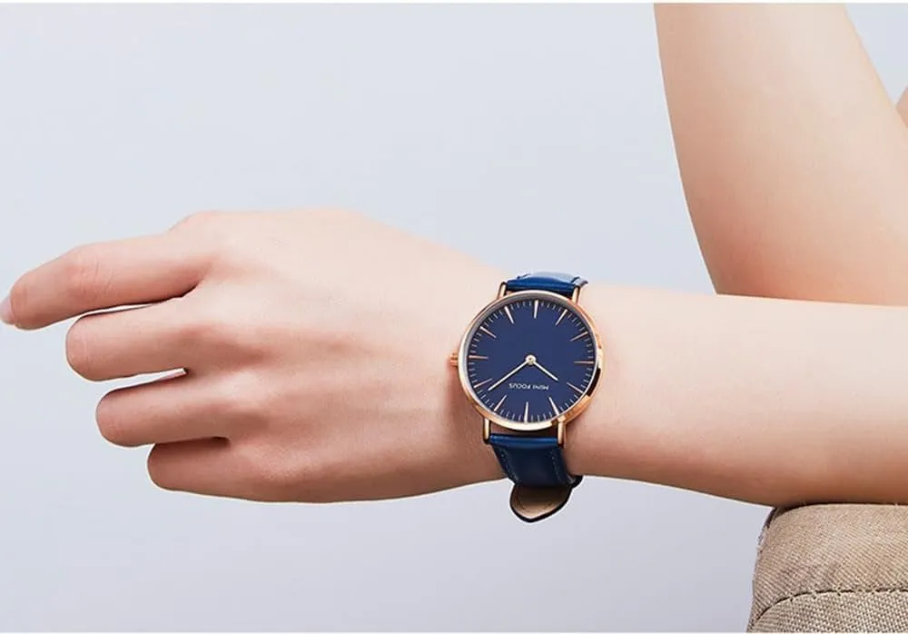 MASTOP Fashion Minimalist Womens Wrist Watch Italian Leather Band Waterproof Watches Simple Ultra Thin Watches for Women Simple Exquisite Double-Hand Design