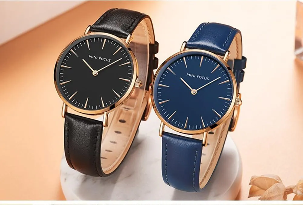 MASTOP Fashion Minimalist Womens Wrist Watch Italian Leather Band Waterproof Watches Simple Ultra Thin Watches for Women Simple Exquisite Double-Hand Design