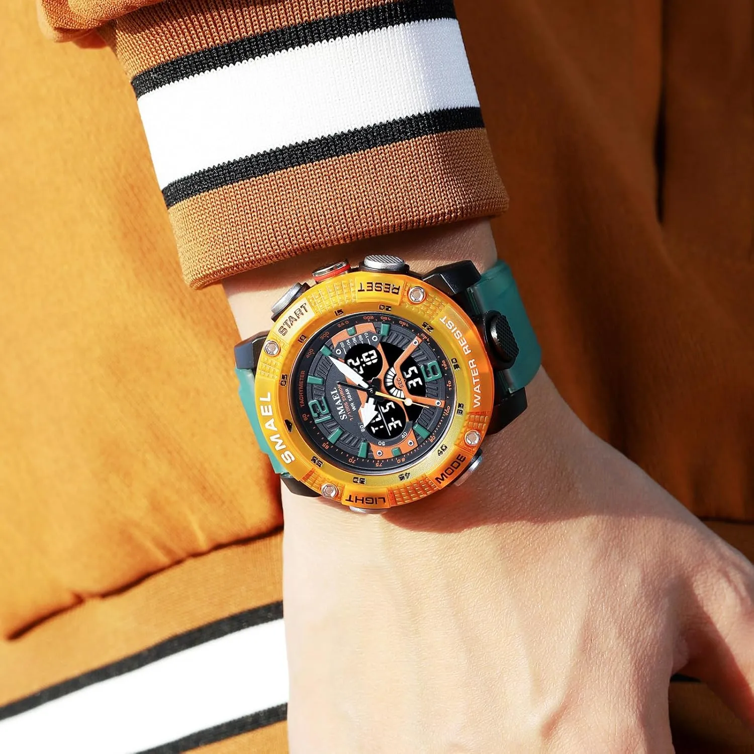 MASTOP Men's Large Face Watches 5ATM Outdoor Sports Military Digital Transparent Watch Multi Function Water Resistant Backlight Alarm Stopwatch LED Rugged Wristwatch for Training Hiking