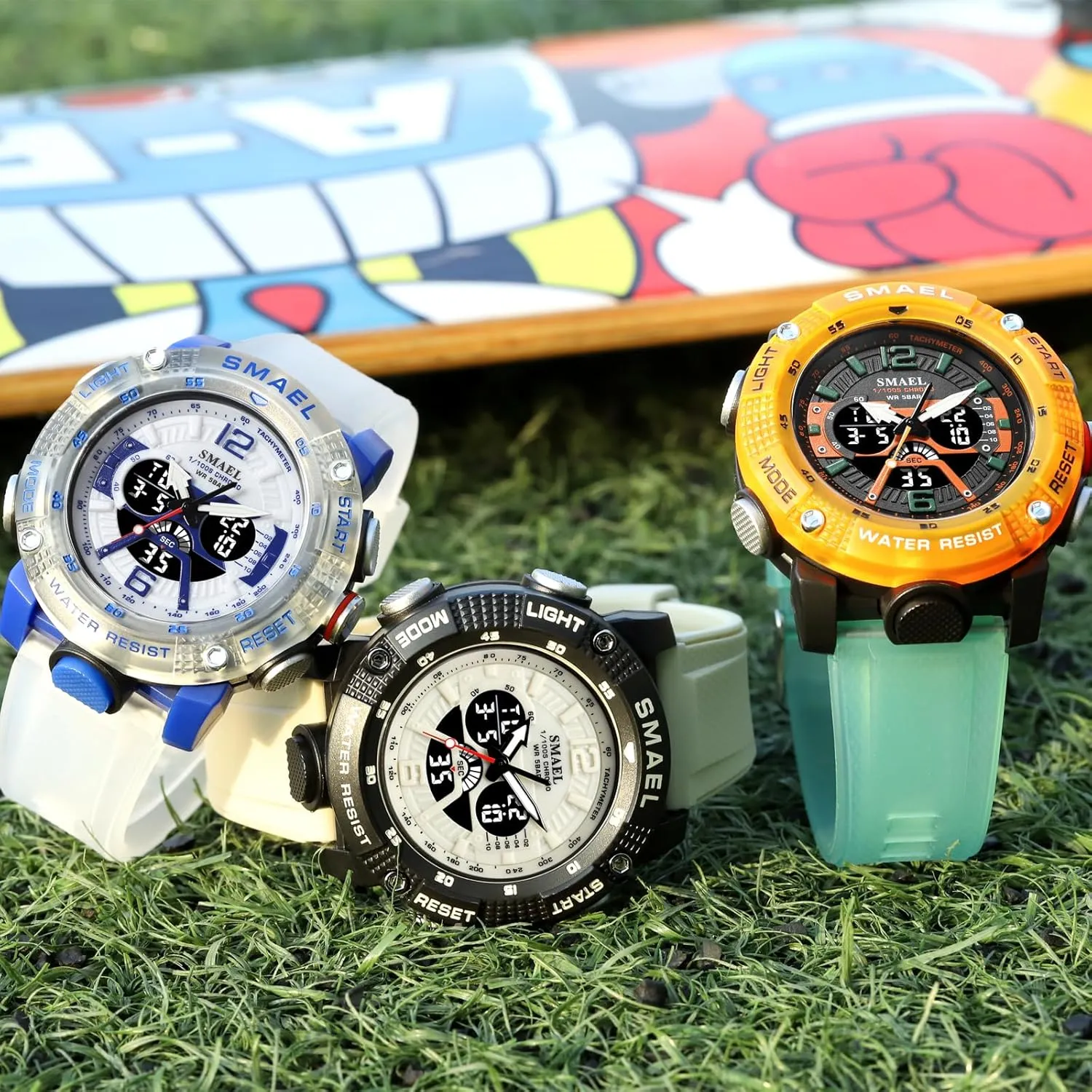 MASTOP Men's Large Face Watches 5ATM Outdoor Sports Military Digital Transparent Watch Multi Function Water Resistant Backlight Alarm Stopwatch LED Rugged Wristwatch for Training Hiking