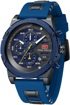 MASTOP Mens Sport Military Analog Quartz Watch Chronograph Casual Luxury Business Watch Classic Dress Waterproof Multifunctional Wristwatch with Leather Strap