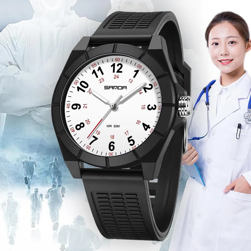 MASTOP Waterproof Nurse Watch for Medical Professionals,50M Waterproof Doctors Nursing Students Women Men,12/24 Hour Military Time,Luminouse Easy Read Dial,Soft and Breathable Silicone Band