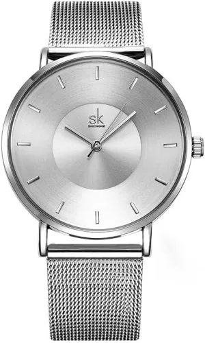 MASTOP Women's Fashion Minimalist Wrist Watch All Gold Waterproof Watches Simple Ultra Thin Watches Analog Quartz with Stainless Steel Mesh Band