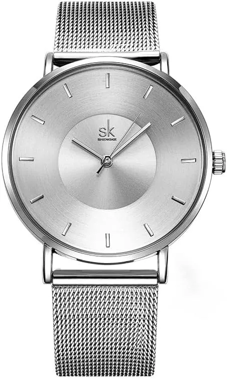 MASTOP Women's Fashion Minimalist Wrist Watch All Gold Waterproof Watches Simple Ultra Thin Watches Analog Quartz with Stainless Steel Mesh Band