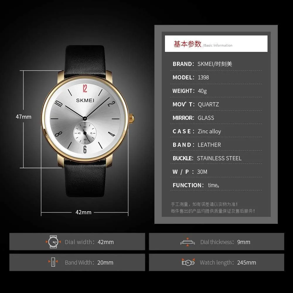 MASTOP Women's Watch Unisex Ultra Thin Innovative Watch Waterproof Watch Military Classic Leather Strap Without Pointer Dress Wrist Watch with Retro Leather Band