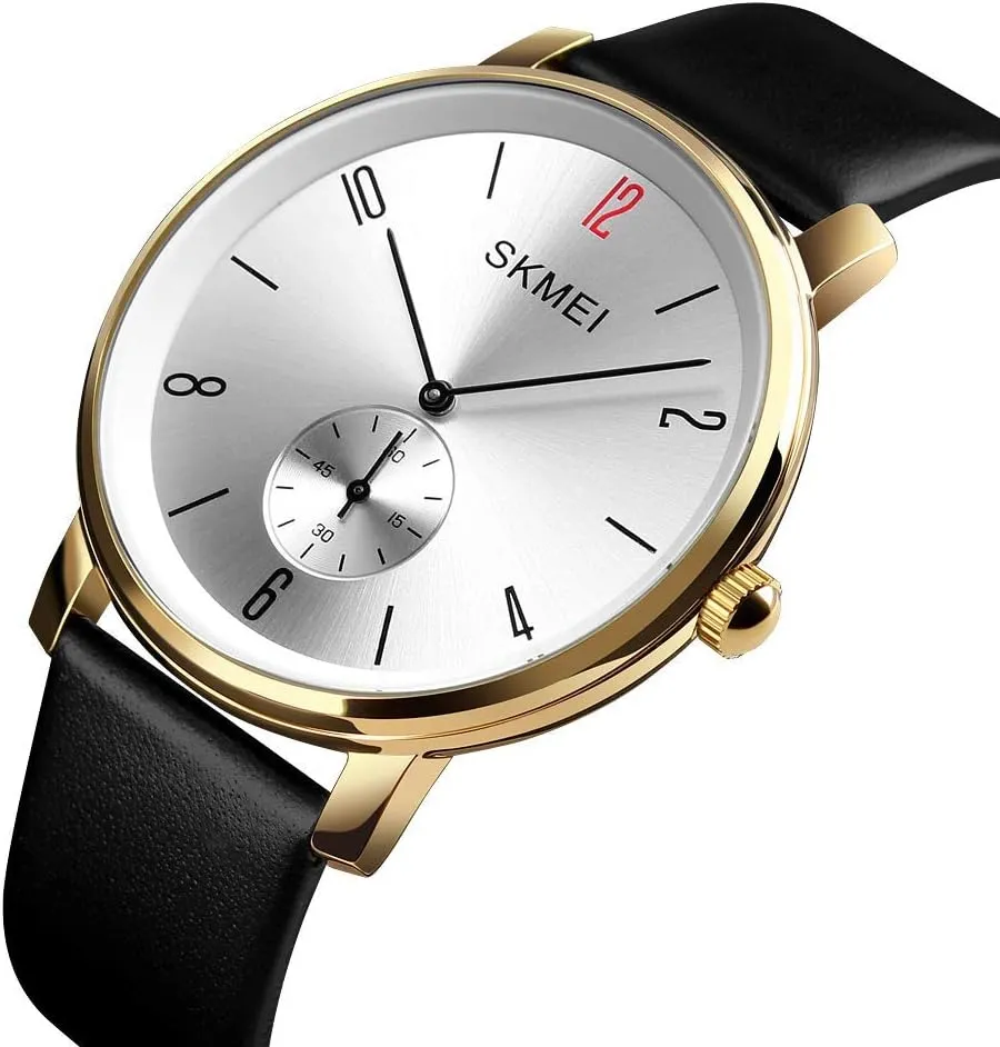 MASTOP Women's Watch Unisex Ultra Thin Innovative Watch Waterproof Watch Military Classic Leather Strap Without Pointer Dress Wrist Watch with Retro Leather Band