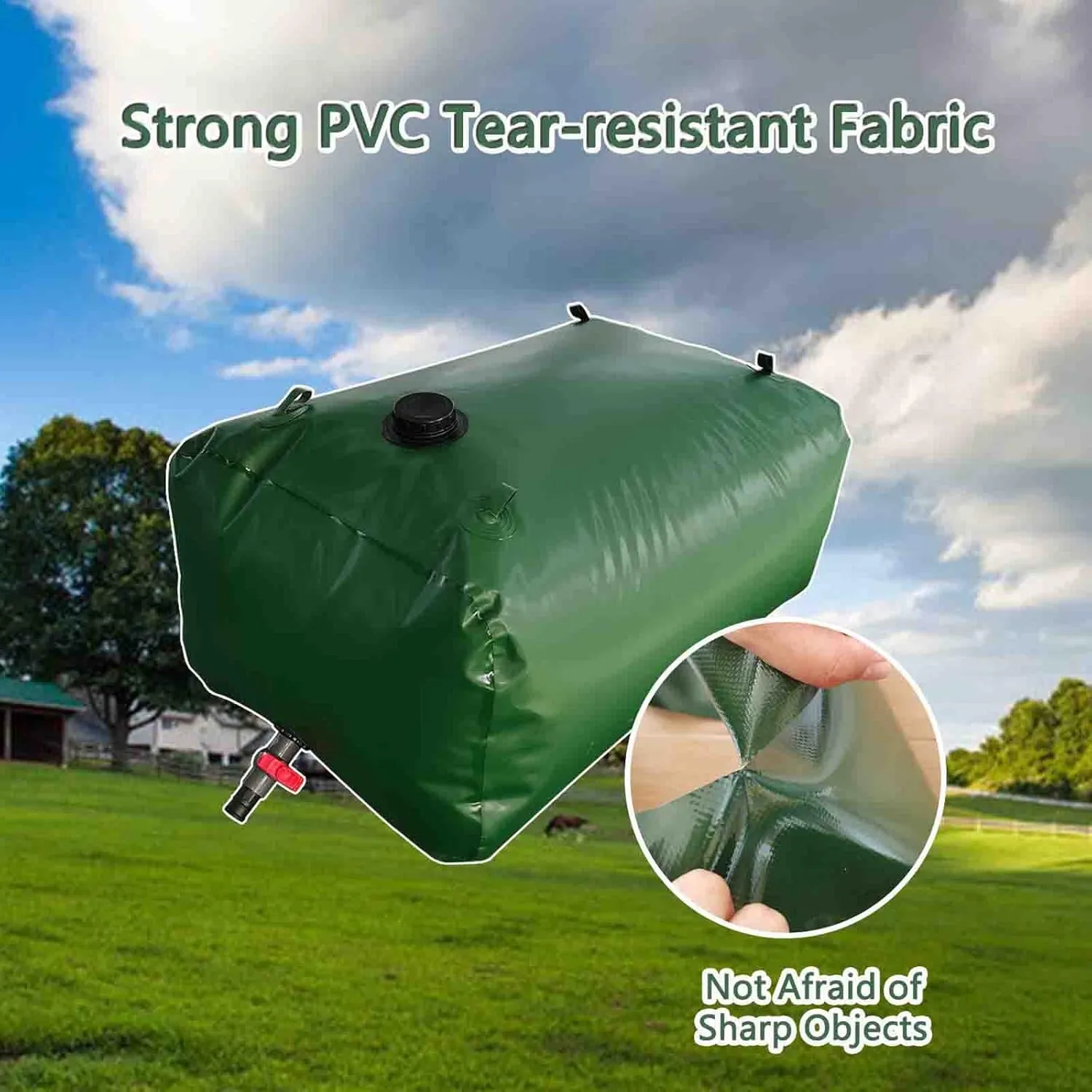 MBROS Large Collapsible Portable Water Container,Water Storage Bladder,Foldable Light Water Tank with Faucet,for Camping,Hiking(Size:2000L)