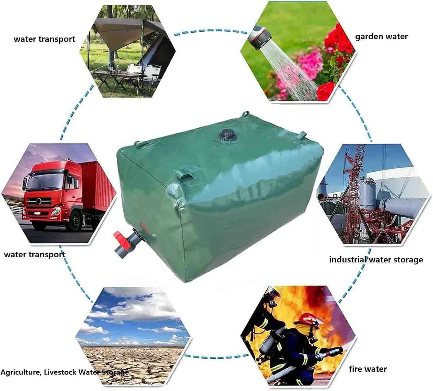 MBROS Large Collapsible Portable Water Container,Water Storage Bladder,Foldable Light Water Tank with Faucet,for Camping,Hiking(Size:2000L)