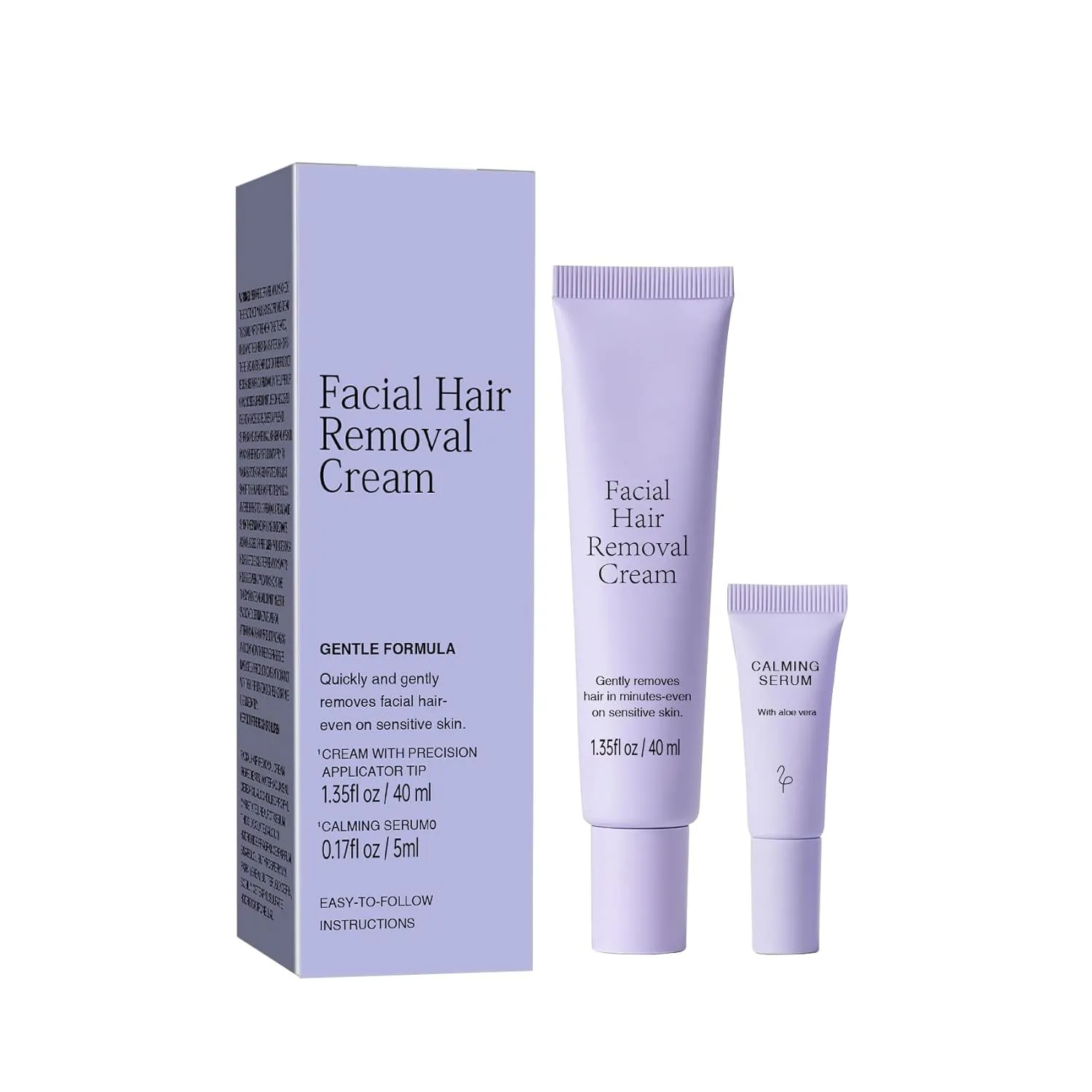 Medicpure Facial Hair Removal, Gentle Hair Removal Cream for Face and Body, With Scraper, Slows Regrowth, Safe for Sensitive Skin, Smooth Results, Painless Formula, Free Calming Serum (1pcs)