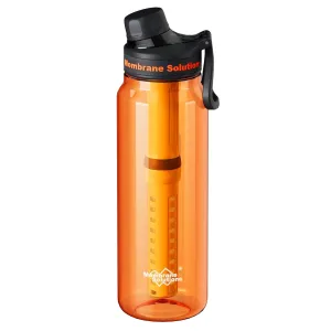 Membrane Solutions C3 Filtered Water Bottle, 36oz BPA-Free Bottle with Replaceable ACF UF Filter Cartridge, Portable Water Filter, Travel, Hiking & Camping for Clean Drinking Water Anywhere(Orange)