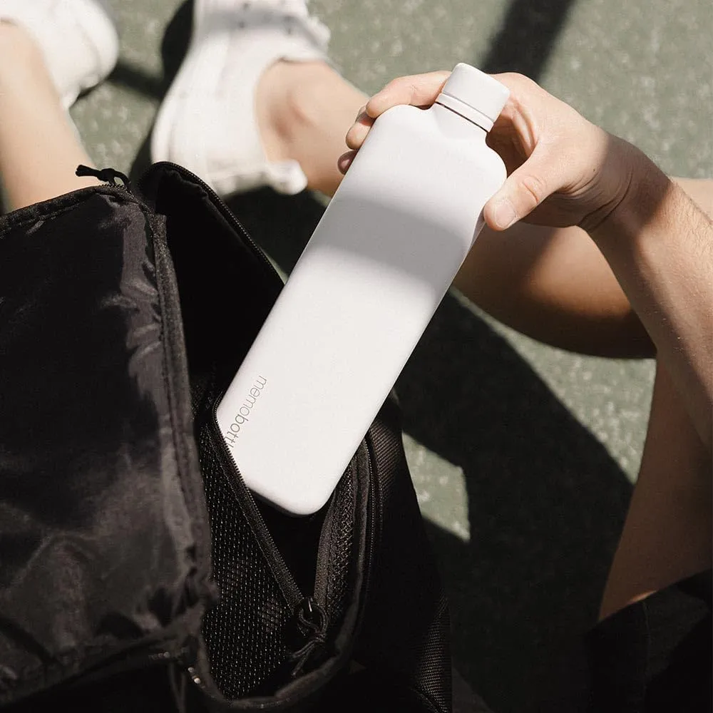 memobottle SLIM STAINLESS STEEL (WHITE) | 20 oz / 600 ml | Durable, Leak-Proof, Premium Water Bottle | BPA-free| Ideal for Modern Lifestyle, Gym Workouts & Travel