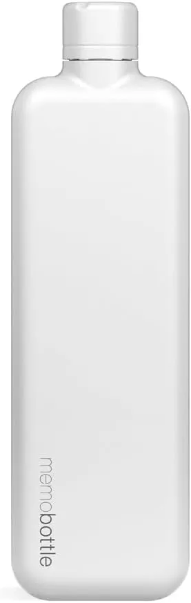 memobottle SLIM STAINLESS STEEL (WHITE) | 20 oz / 600 ml | Durable, Leak-Proof, Premium Water Bottle | BPA-free| Ideal for Modern Lifestyle, Gym Workouts & Travel