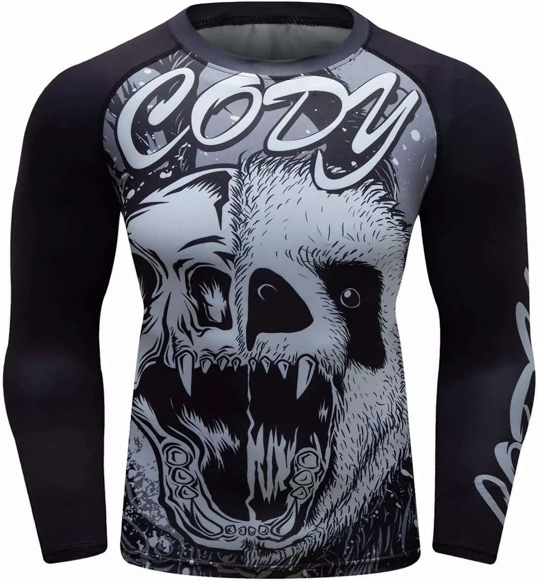 Men Cool Dry 3D Digital Printing Compression Long Sleeve Base Layer Shirts, Sports& Fitness Tee