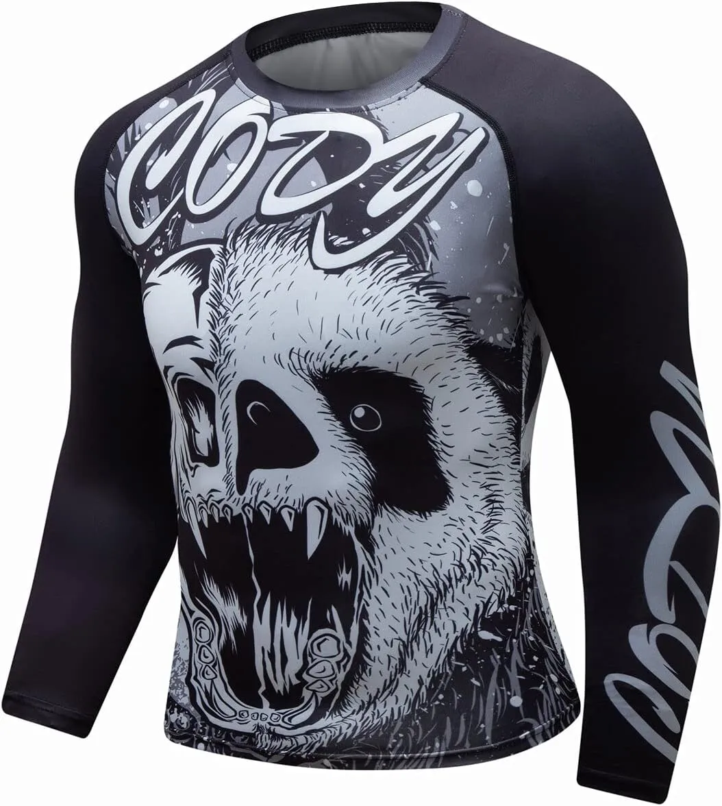 Men Cool Dry 3D Digital Printing Compression Long Sleeve Base Layer Shirts, Sports& Fitness Tee