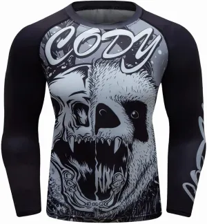 Men Cool Dry 3D Digital Printing Compression Long Sleeve Base Layer Shirts, Sports& Fitness Tee