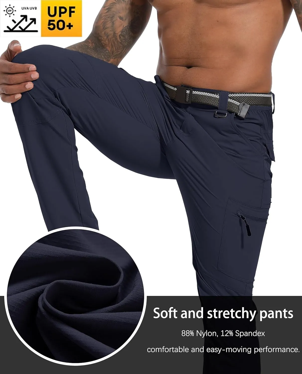 Men's Hiking Tactical Cargo Work Pants Quick Dry Waterproof Lightweight Travel Fishing Camping Outdoor Pants