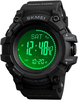 Mens Outdoor Sports Army Watches Pedometer Calories Digital Watch Altimeter Barometer Compass Thermometer Weather Men Watch (A Black)