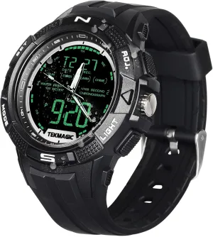 Men's Sports Wrist Watch 10ATM Waterproof for Swimming Scuba Diving with Alarm Clock, Stopwatch, Dual Time, Calendar, Backlight, 12 Hours or 24 Hours Display