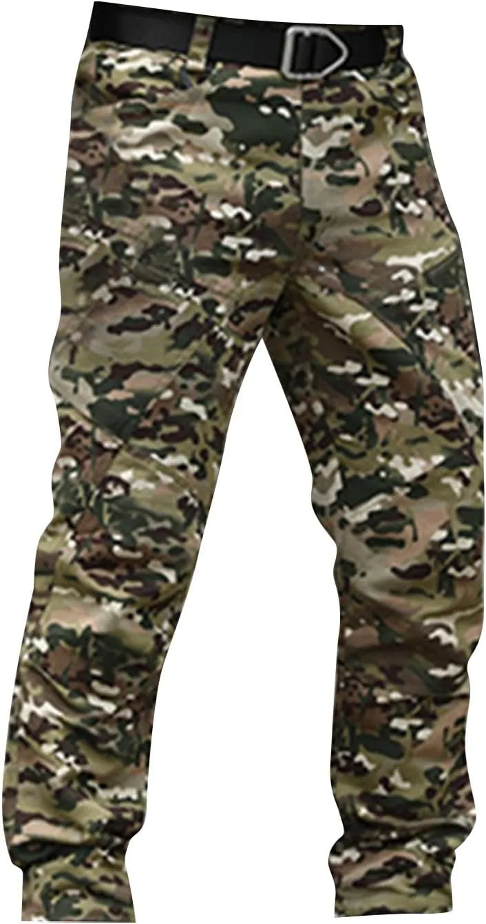 Mens Tactical Pants Camo Hiking Stretch Pants Hunting Construction Moisture Wicking Pant with Pockets