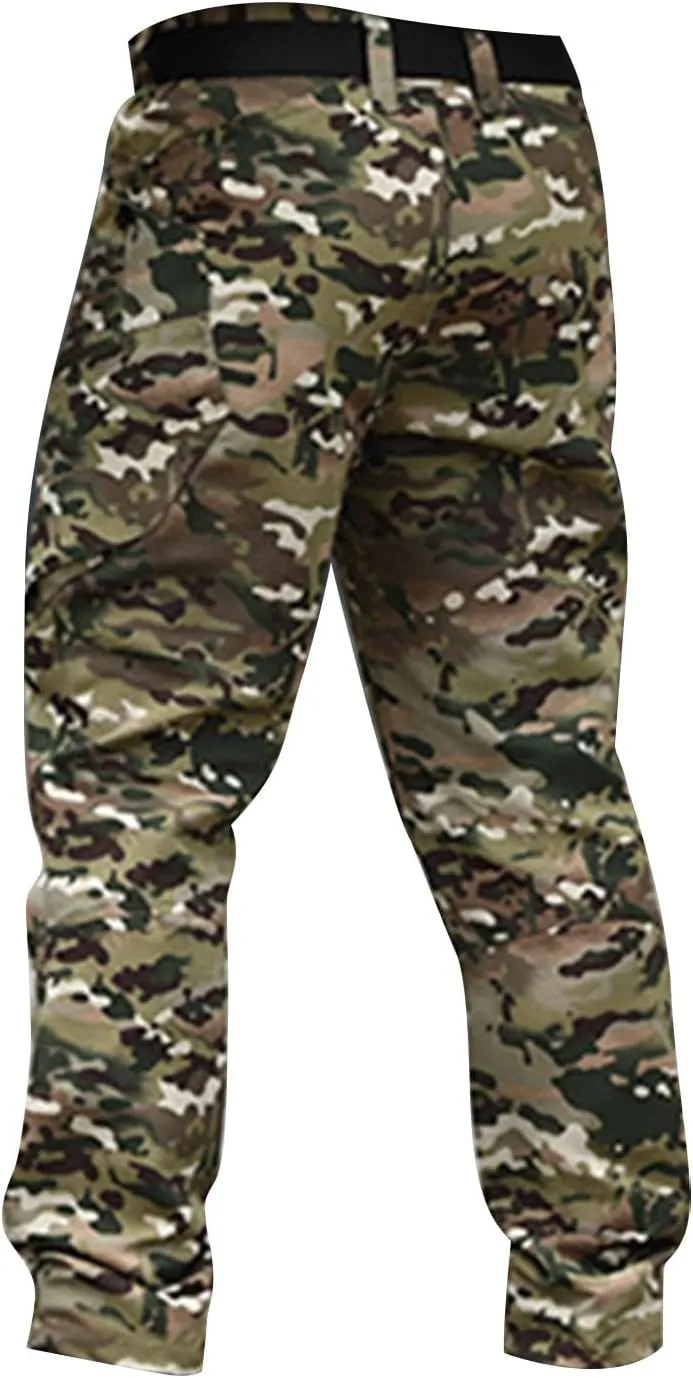 Mens Tactical Pants Camo Hiking Stretch Pants Hunting Construction Moisture Wicking Pant with Pockets