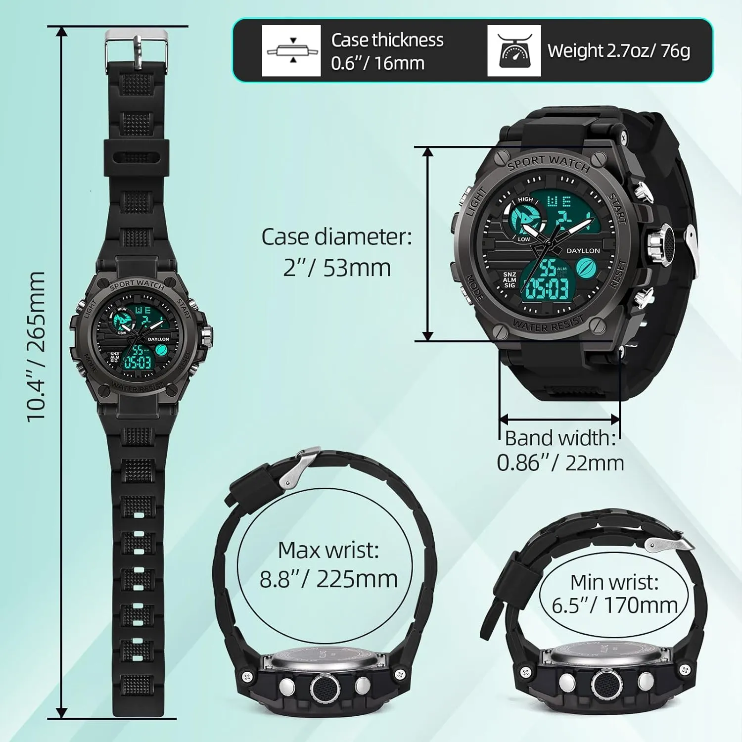Mens Watch Military Sports Outdoor Waterproof Watches for Men Date Multi Function Tactics Alarm Stopwatch Analog Watches