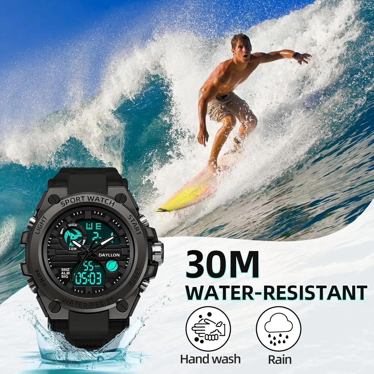 Mens Watch Military Sports Outdoor Waterproof Watches for Men Date Multi Function Tactics Alarm Stopwatch Analog Watches