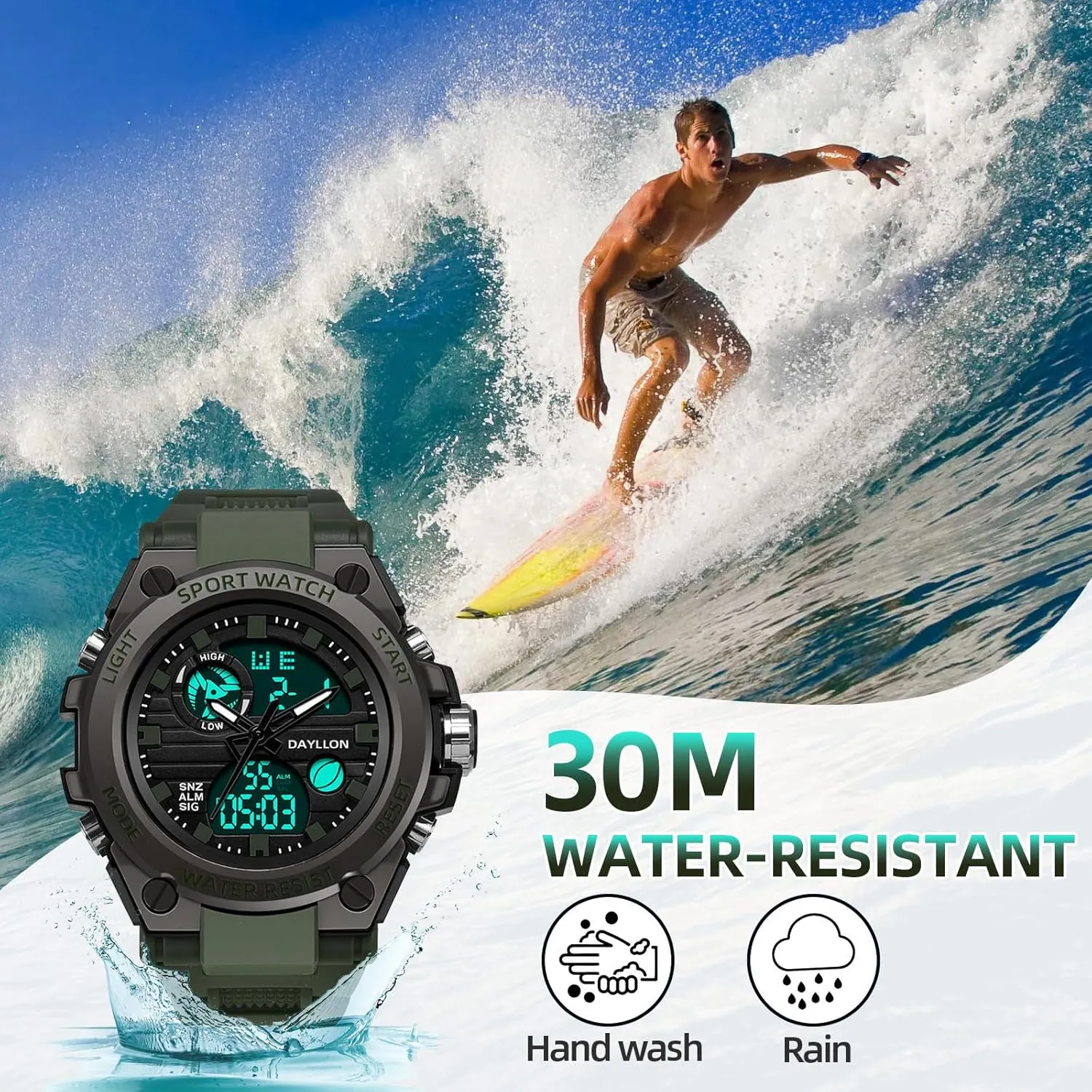 Mens Watch Military Sports Outdoor Waterproof Watches for Men Date Multi Function Tactics Alarm Stopwatch Analog Watches