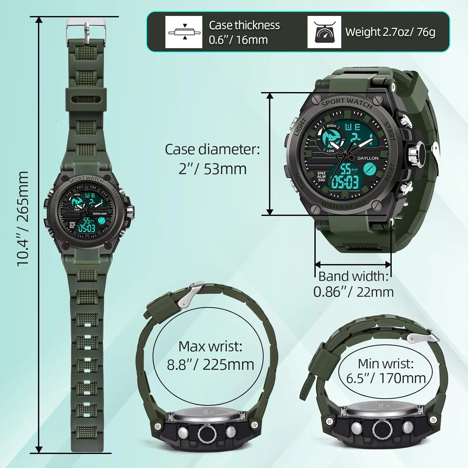 Mens Watch Military Sports Outdoor Waterproof Watches for Men Date Multi Function Tactics Alarm Stopwatch Analog Watches