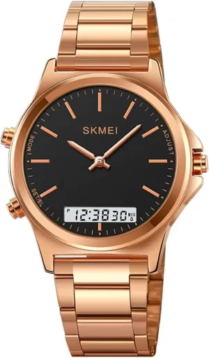 Men’s Watch Multifunction Watches Display Analog Digital Chrono Timekeeping Sport Backlight Watches Waterproof Alarm Stainless Steel 3-Time Wristwatches