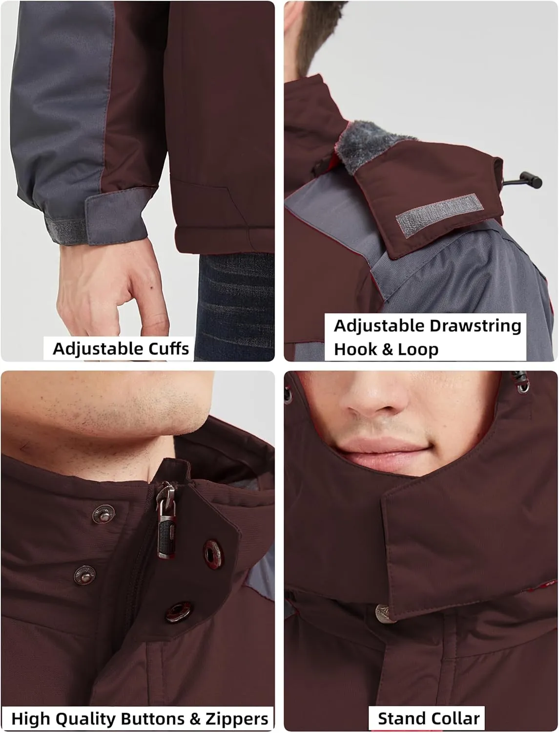 Men's Winter Coats Water Resistant Ski Snowboarding Jacket Warm Mountain Windbreaker Hooded Raincoats for Outdoor