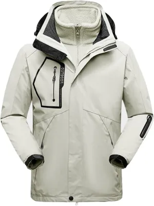 Men's Winter Waterproof 2 in 1 Jacket Outdoor Sport Warm Coat Hiking Camping Trekking Skiing Male Ski Jackets