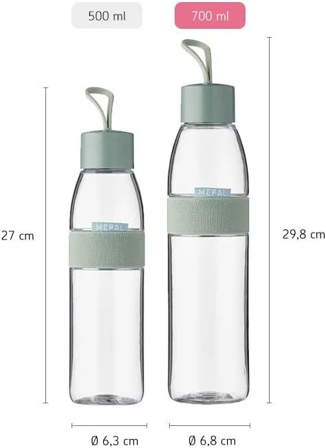 Mepal – Water Bottle Ellipse – Reusable Water Bottle – Leak Proof Drinking Bottle Suitable For Carbonated Drinks – BPA-Free - 700 ml – Vivid mauve