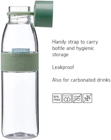 Mepal – Water Bottle Ellipse – Reusable Water Bottle – Leak Proof Drinking Bottle Suitable For Carbonated Drinks – BPA-Free - 700 ml – Vivid mauve