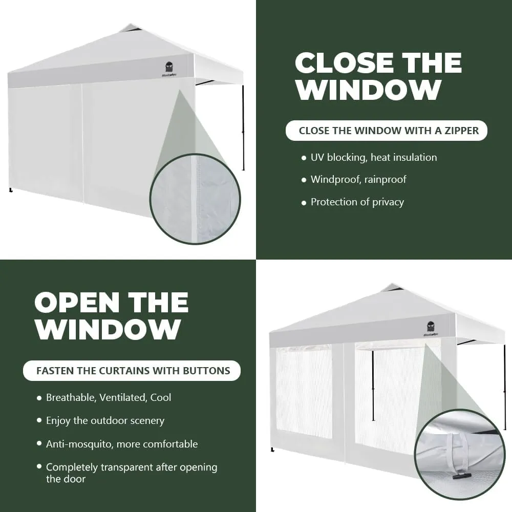 Mesh Sidewall for 10x10 Pop Up Canopy - Straight Leg, Commercial Grade White Mesh Walls with Window and Door, 1 Pack Canopy Sidewall Only, White