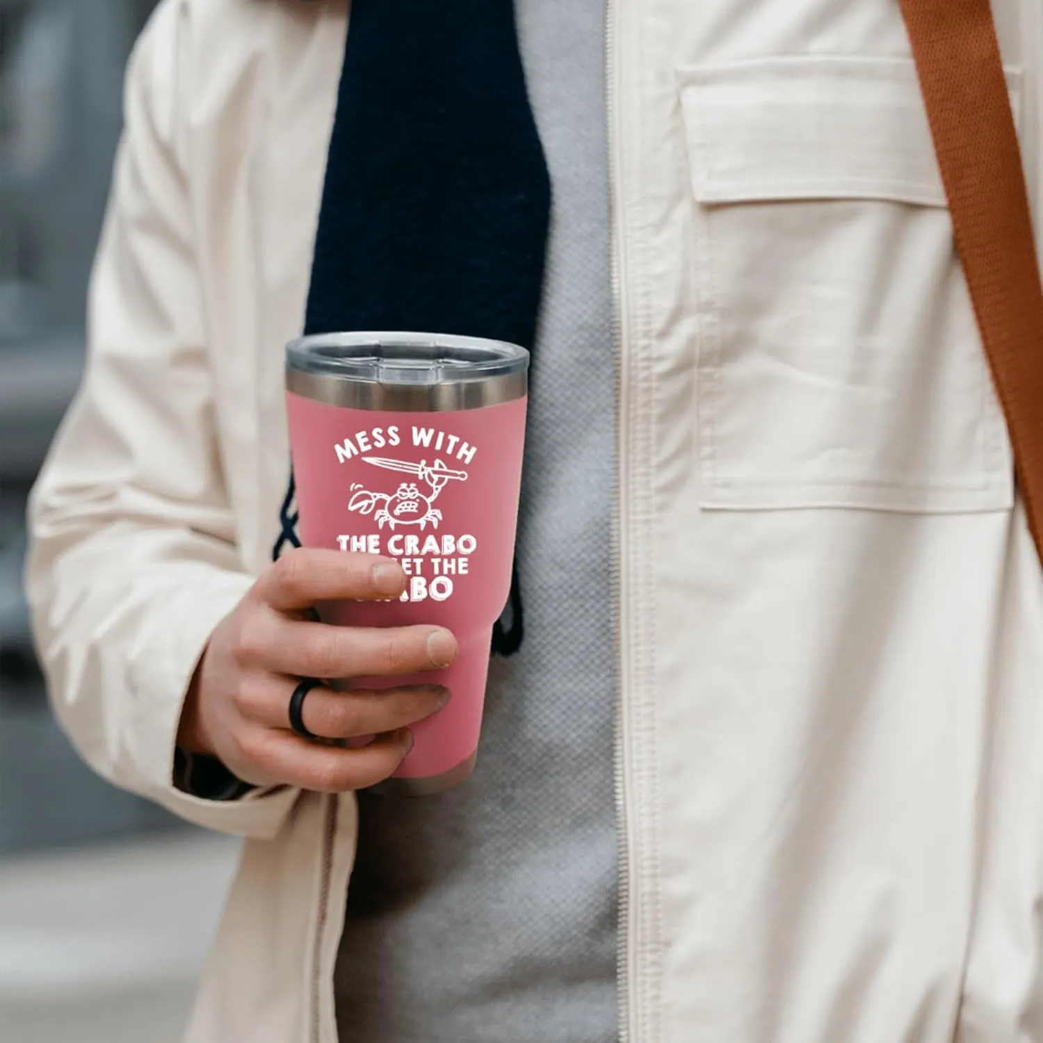 Mess With The Crabo You Get The Stabo Tumbler 30 oz Tumbler Pink Tumbler with Lid and Straw Insulated Tumbler Stainless Steel Tumbler Funny Gift