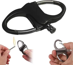 Metal Keychain Lighter, Lighter Match Hidden in Key Chain，Reusable Permanent Match Keychains，2025 New Portable Mini Waterproof Fire Starter Key Ring for Outdoor, Hunting, Traveling (Black, 1PCS)