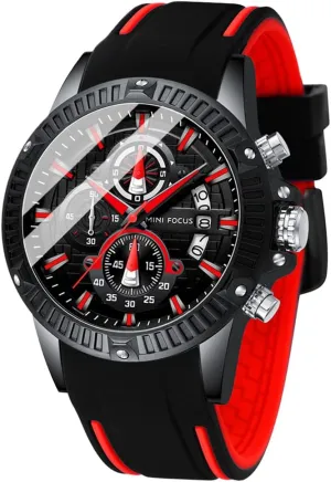 MF MINI FOCUS Men Watch, Chronograph Waterproof Sport Analog Quartz Watches Blue Silicon Strap Fashion Wristwatch for Men