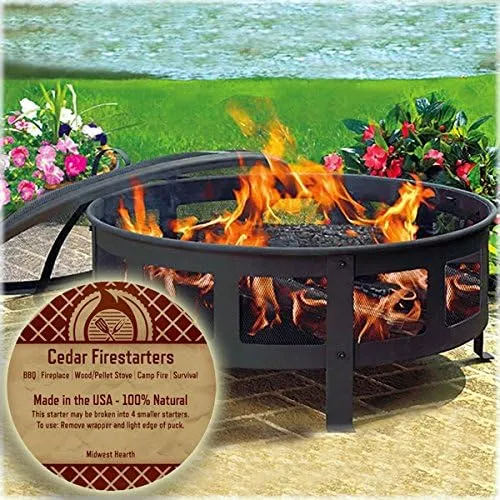 Midwest Hearth Cedar Fire Starters - 100% Natural - Made in The USA - BBQ, Fireplaces, Stoves, Outdoor, Camp Fire, Survival - 36 Pack (Up to 144 Fires)